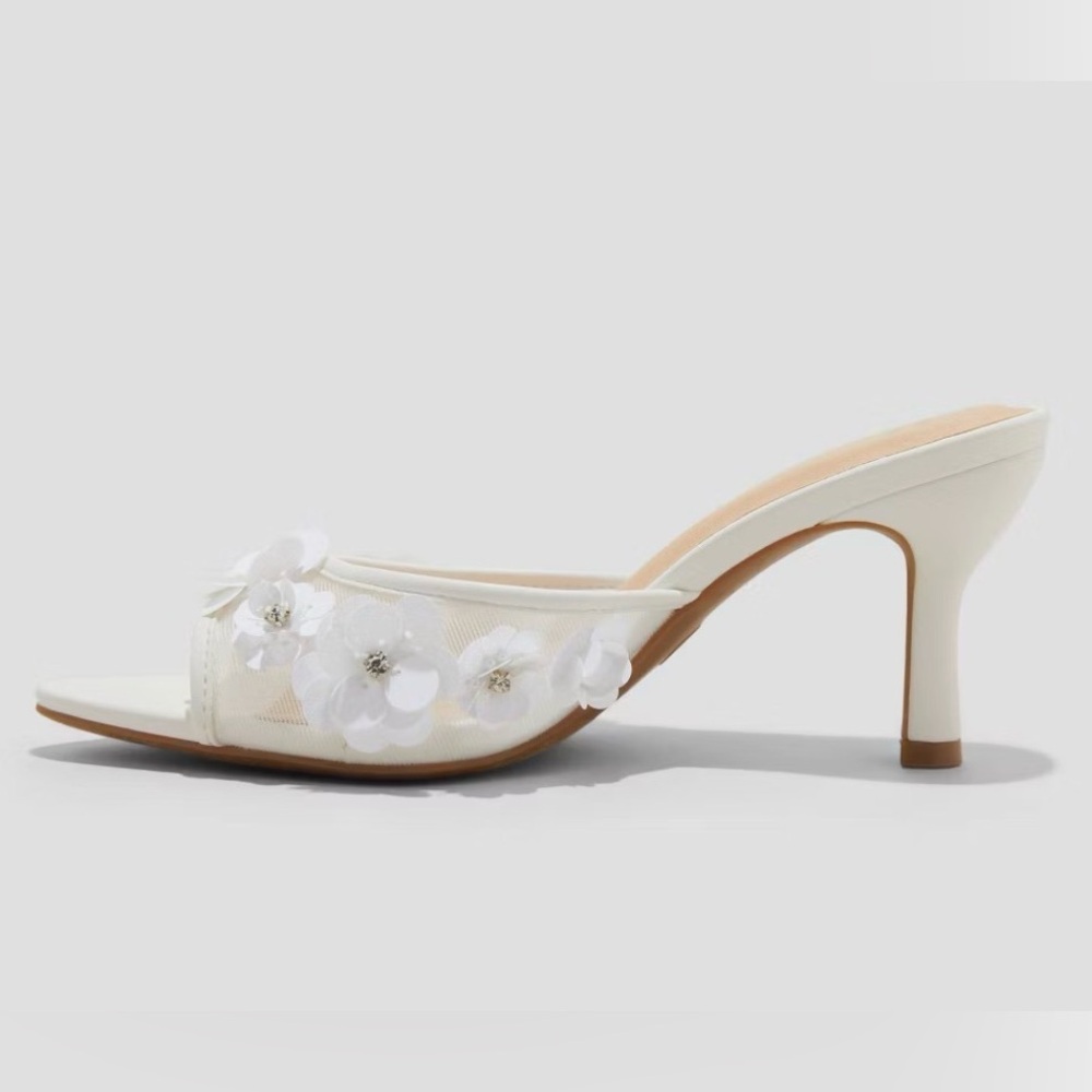 Women's Lupita Mesh Rhinestone Peep Toe Mule Heels - a new day - white - new - Picture 2 of 8